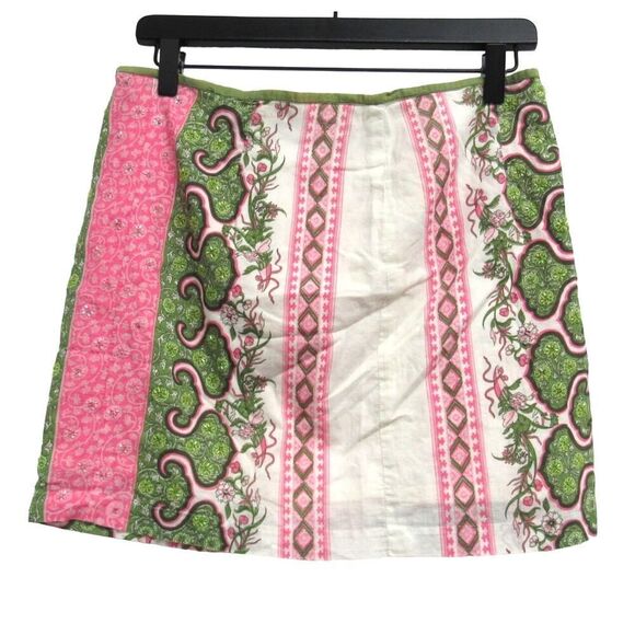 Plenty Women Size 6 Paisley Floral Green Y2K and Pink Mini Skirt - Picture 1 of 5